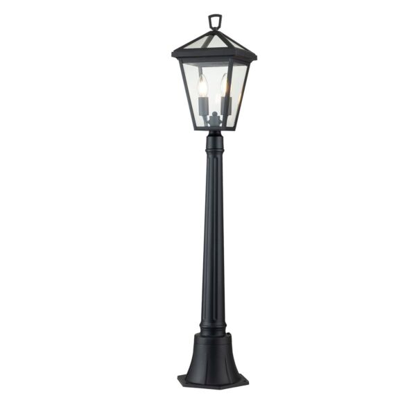 Quintiesse - Alford Place - QN-ALFORD-PLACE-4B-S-MB - Black Clear Glass 2 Light IP44 Outdoor Post Light