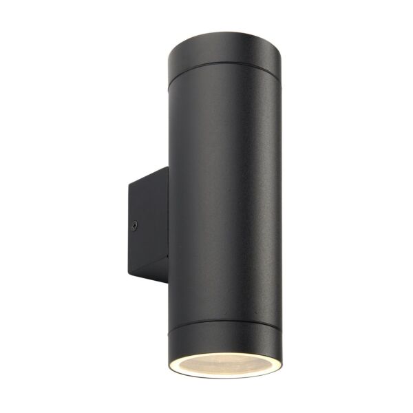 Saxby Lighting - Palin - 98438 - Black Clear Glass 2 Light IP44 Large Outdoor Wall Washer Light