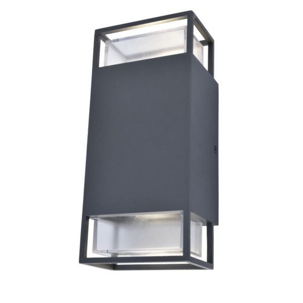 Lutec - Ridge - 5107101118 - Dark Grey Clear 2 Light IP54 Outdoor Wall Light