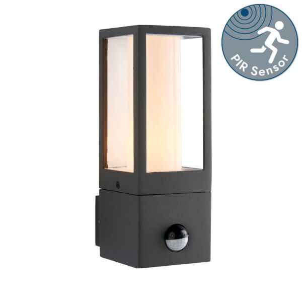 Saxby Lighting - Lantern - 99549 - Grey Opal IP44 Outdoor Sensor Wall Light