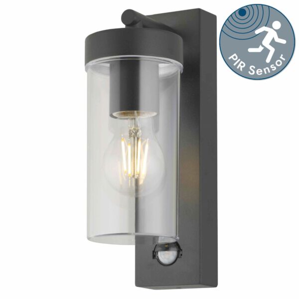 Hadron - Black Motion Sensor Outdoor Wall Light