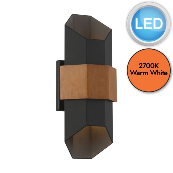 Quoizel Lighting - Chasm - QZ-CHASM-M-BKW - LED Black Wood Effect 2 Light IP44 Outdoor Wall Light