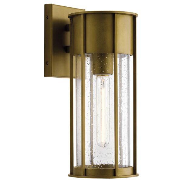 Kichler Lighting - Camillo - KL-CAMILLO-M-PNBR - Natural Brass Clear Seeded Glass IP44 Outdoor Wall Light