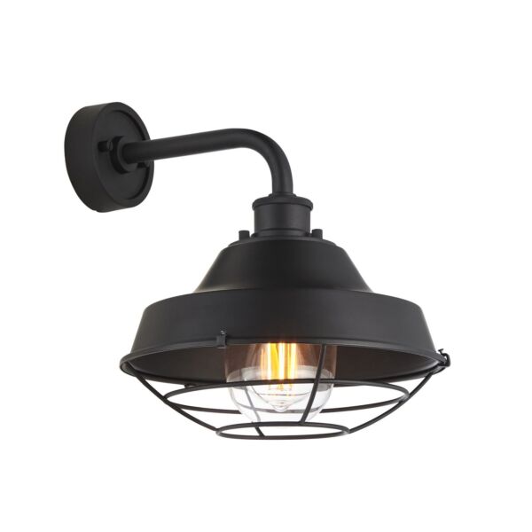 Dieppe - Black Clear Glass IP44 Outdoor Wall Light