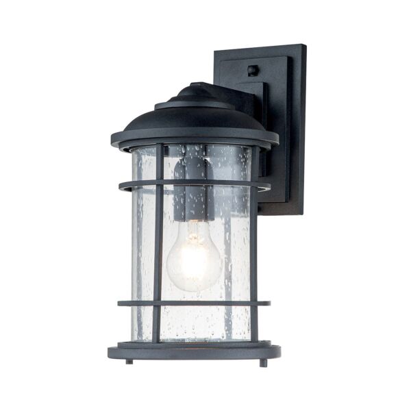 Feiss Lighting - Lighthouse - FE-LIGHTHOUSE2-M-BLK - Black Clear Seeded Glass IP44 Outdoor Wall Light