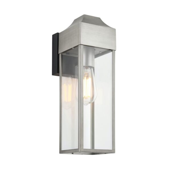 Edgerton - Silver Clear Glass IP44 Outdoor Wall Light