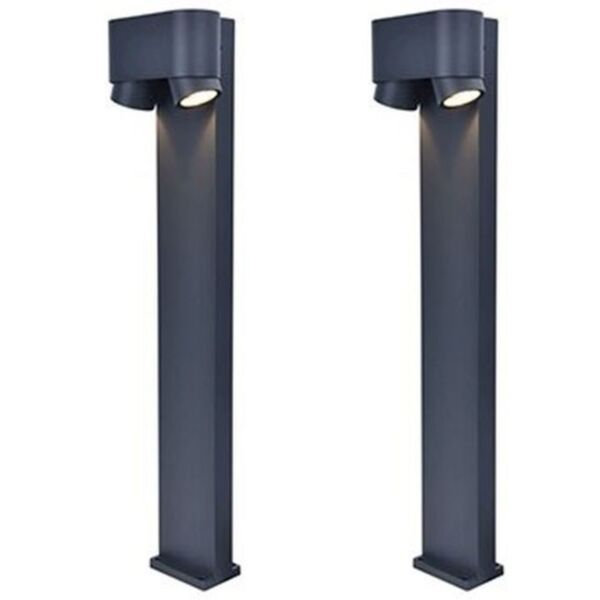 Set of 2 Cypres - Dark Grey Clear Glass 2 Light IP44 Outdoor Post Lights