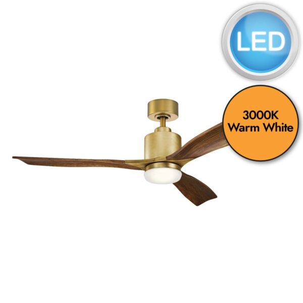 Kichler Lighting - Ridley Ii - KLF-RIDLEY2-52-NB - Natural Brass Cherry Wood Opal Glass Ceiling Fan