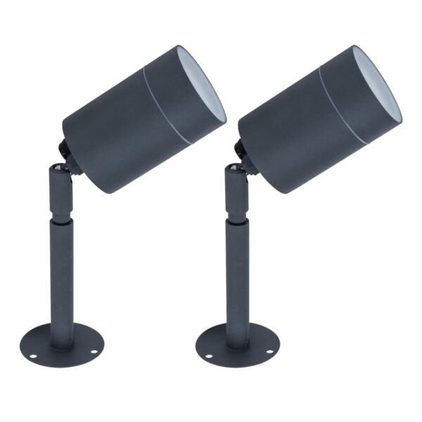 Set of 2 Rado - Black Clear Glass IP44 Outdoor Spike Lights