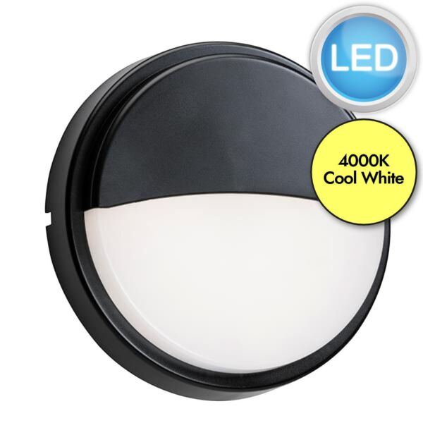 Saxby Lighting - Rond - 78852 & 78622 - LED Black Opal IP54 Eyelid Bezel Outdoor Bulkhead Light