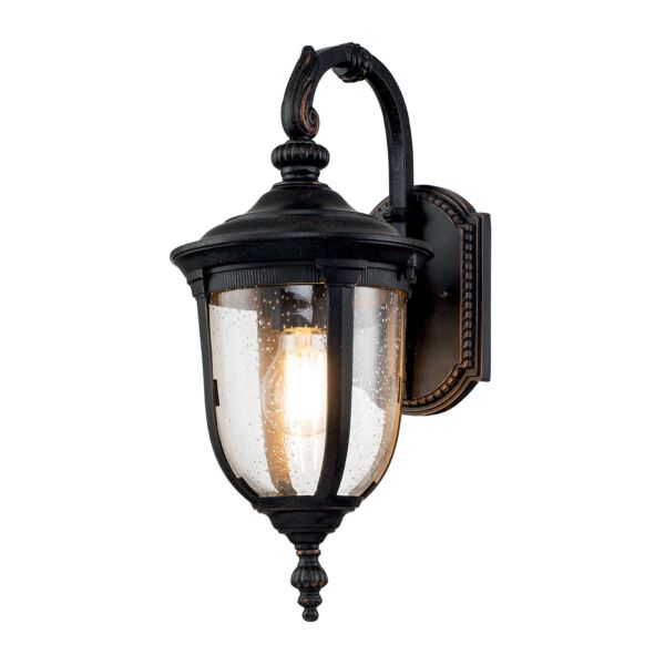 Elstead Lighting - Cleveland - CL2-S - Weathered Bronze Clear Seeded Glass IP44 Outdoor Wall Light