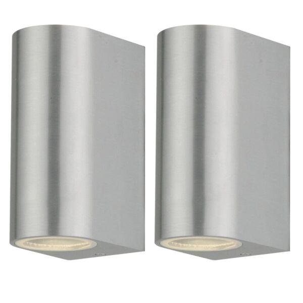 Set of 2 Drayton - Brushed Aluminium Outdoor Twin Wall Lights