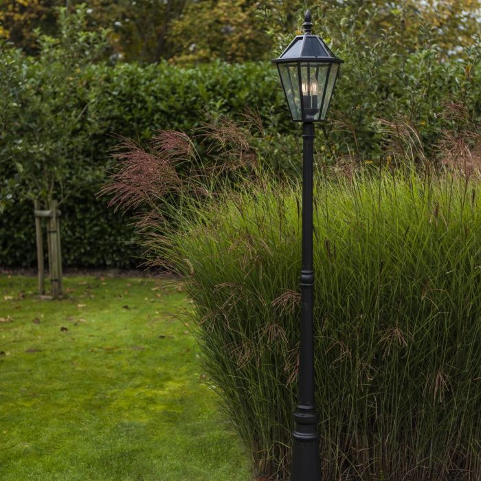 Lutec London 6951301189 LED Black Clear Glass IP44 Solar Outdoor Lamp Post